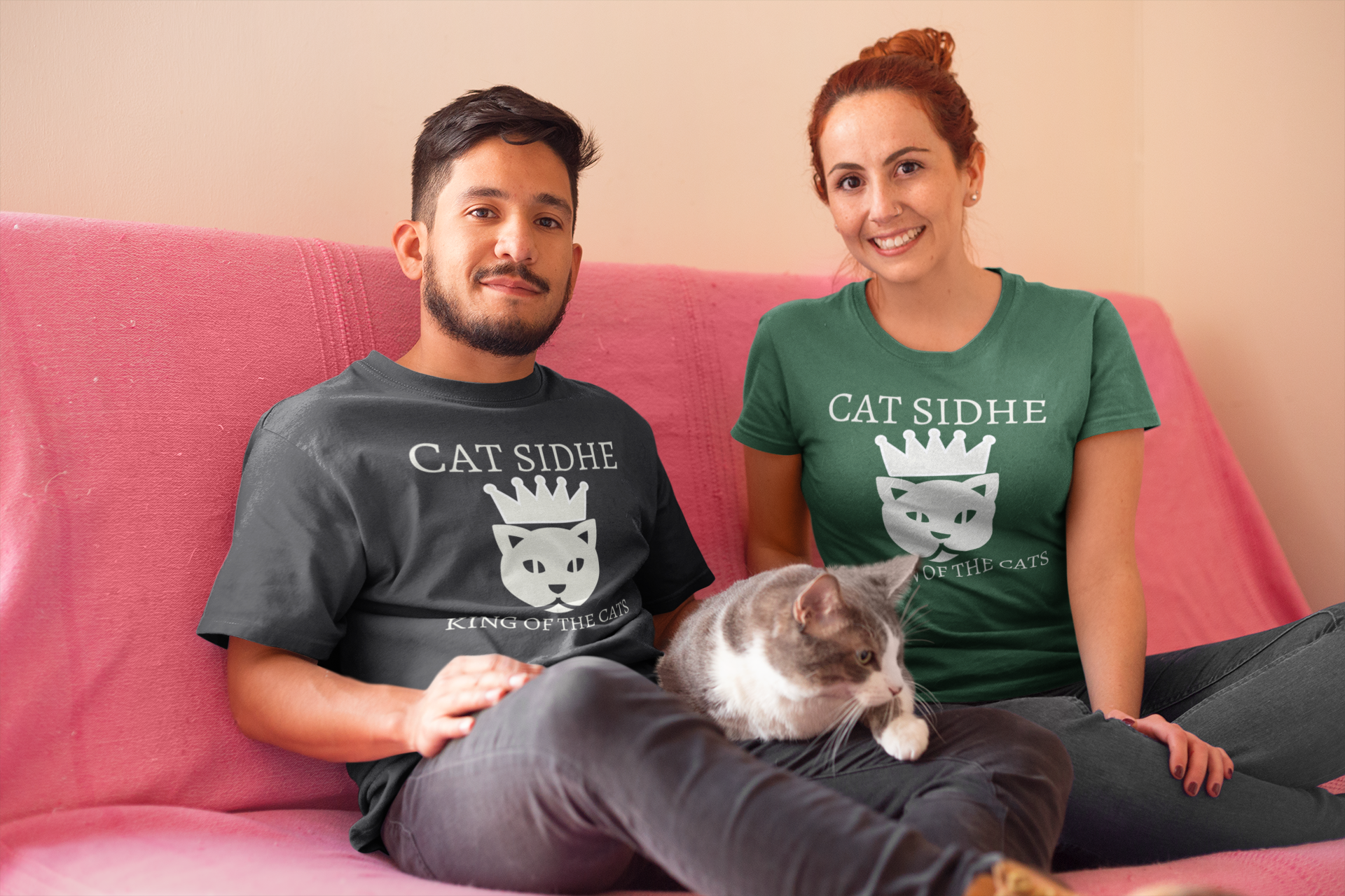 Cat Sidhe King of the Cats - Short-Sleeve Unisex T-Shirt - Black, Navy, Army - Eel & Otter