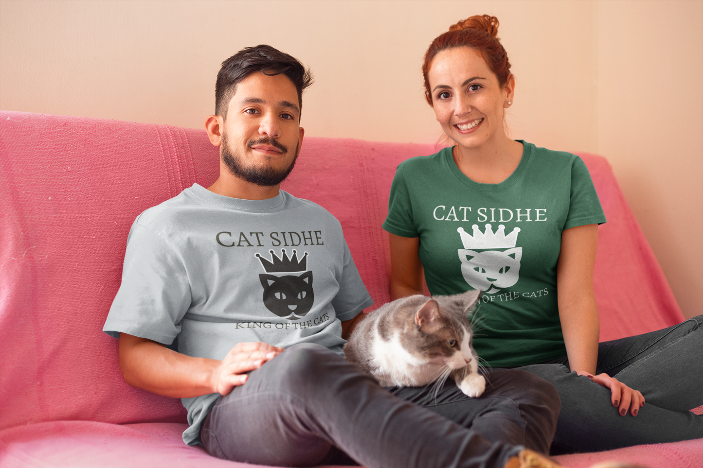 Cat Sidhe - Queen of the Cats - Short-Sleeve Unisex T-Shirt Red, Brown, Forest Green - Eel & Otter