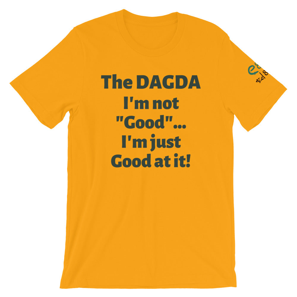 Dagda Good At It - White, Silver & Gold - Unisex Short Sleeve Jersey T-Shirt - Eel & Otter