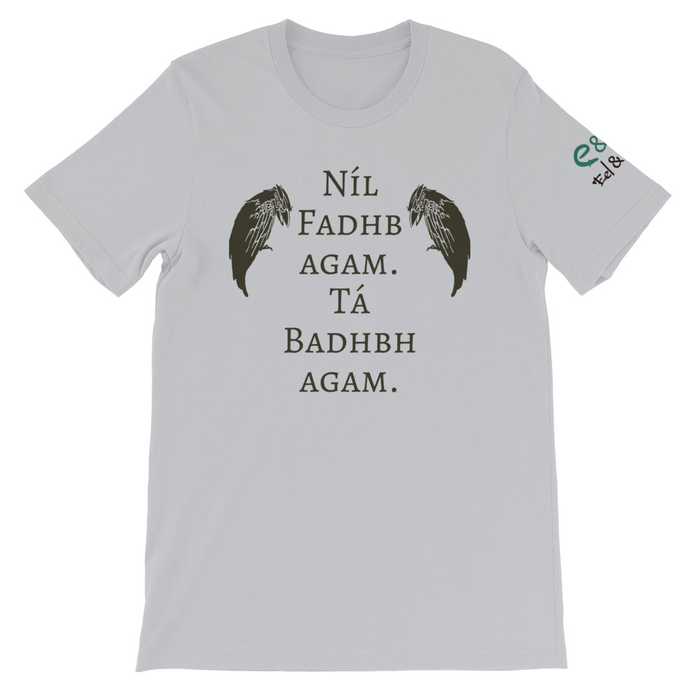 The Badb, or Badhbh - Ash, Silver & Cream - Unisex Short Sleeve Jersey T-Shirt - Eel & Otter