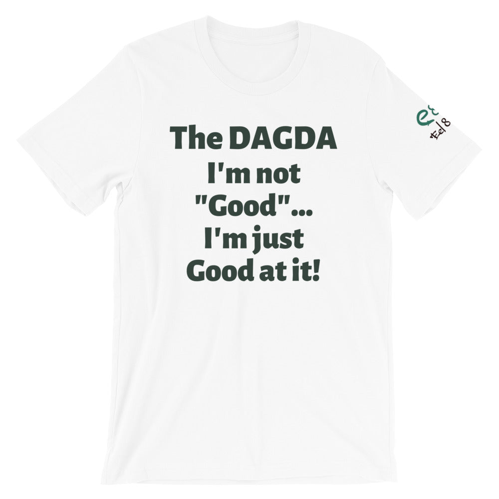 Dagda Good At It - White, Silver & Gold - Unisex Short Sleeve Jersey T-Shirt - Eel & Otter