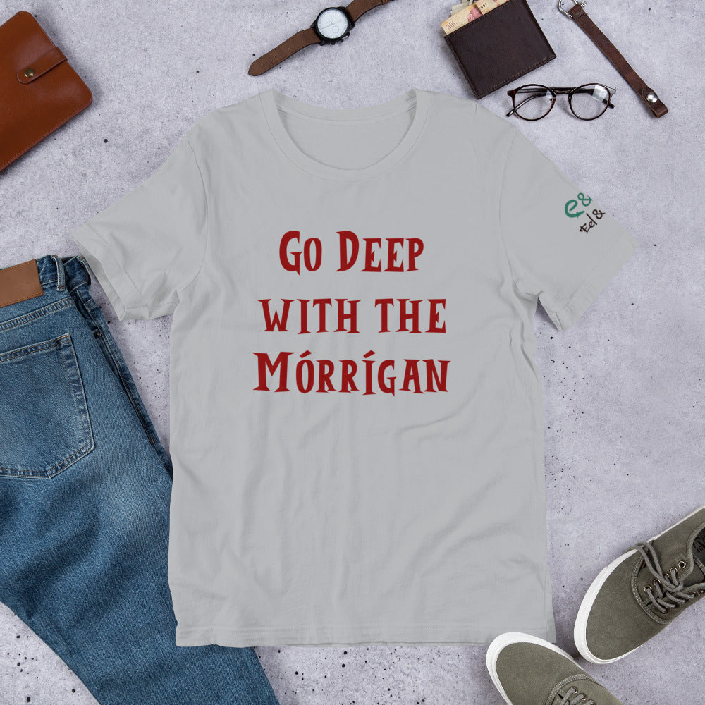 Go Deep with the Mórrígan - Ash, Silver & Cream - Unisex Short Sleeve Jersey T-Shirt - Eel & Otter