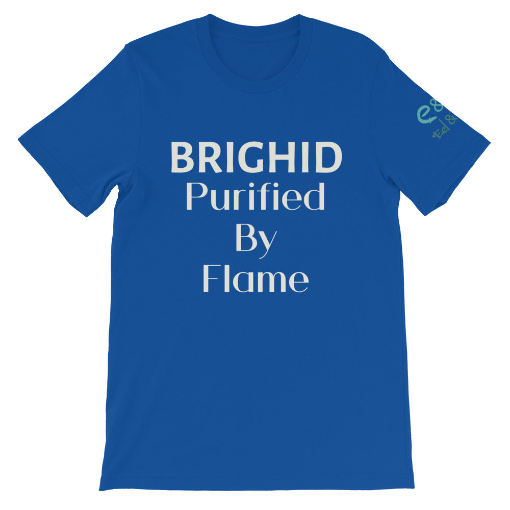 Brighid - Purified by Flame - Royal Blue, Asphalt & Forest Green - Unisex Short Sleeve Jersey TShirt - Eel & Otter