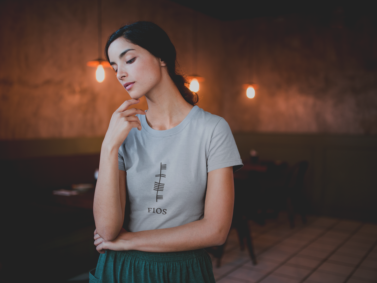 Ogham Series - Fios - Knowledge / Wisdom - Short-Sleeve Unisex T-Shirt, Pink, Light blue, Soft Cream - Eel & Otter