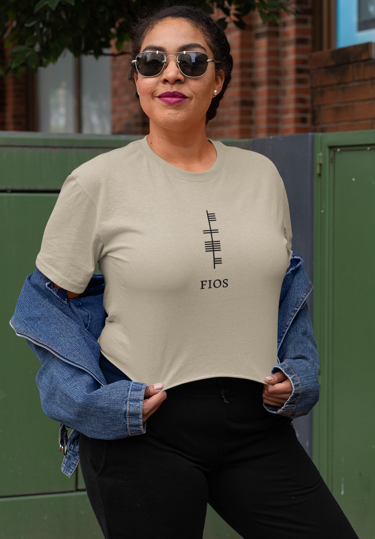 Ogham Series - Fios - Knowledge / Wisdom - Short-Sleeve Unisex T-Shirt, Pink, Light blue, Soft Cream - Eel & Otter