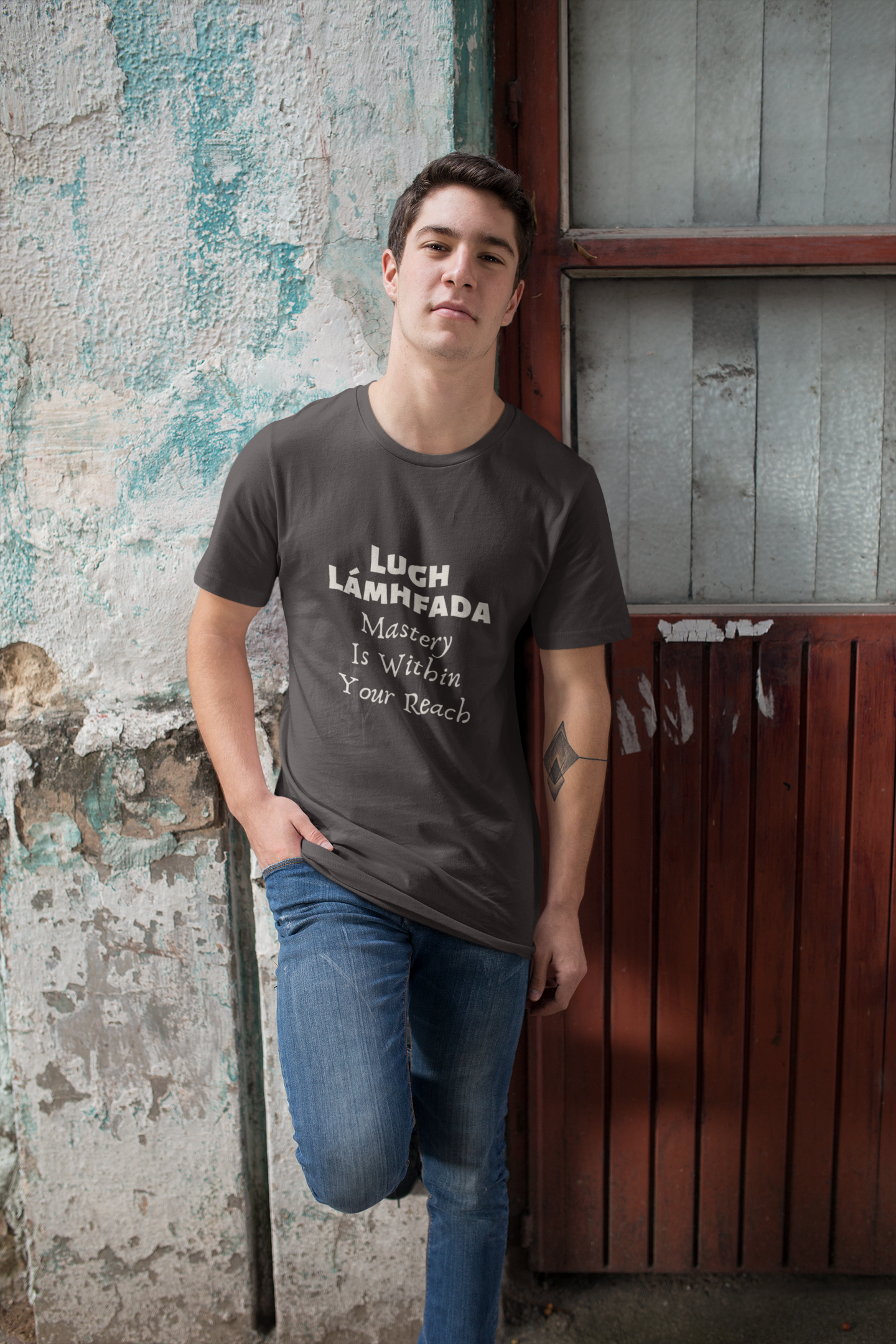 Lugh Lámhfada: Mastery - Black, Grey & Blue - Unisex Short Sleeve Jersey T-Shirt - Eel & Otter