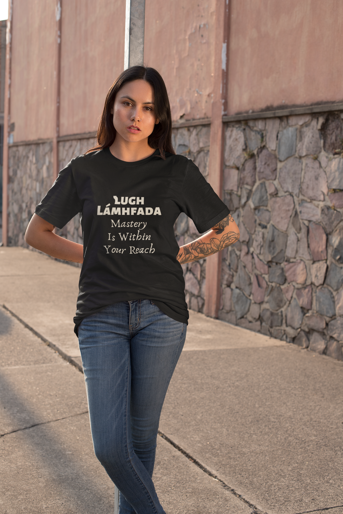 Lugh Lámhfada: Mastery - Black, Grey & Blue - Unisex Short Sleeve Jersey T-Shirt - Eel & Otter