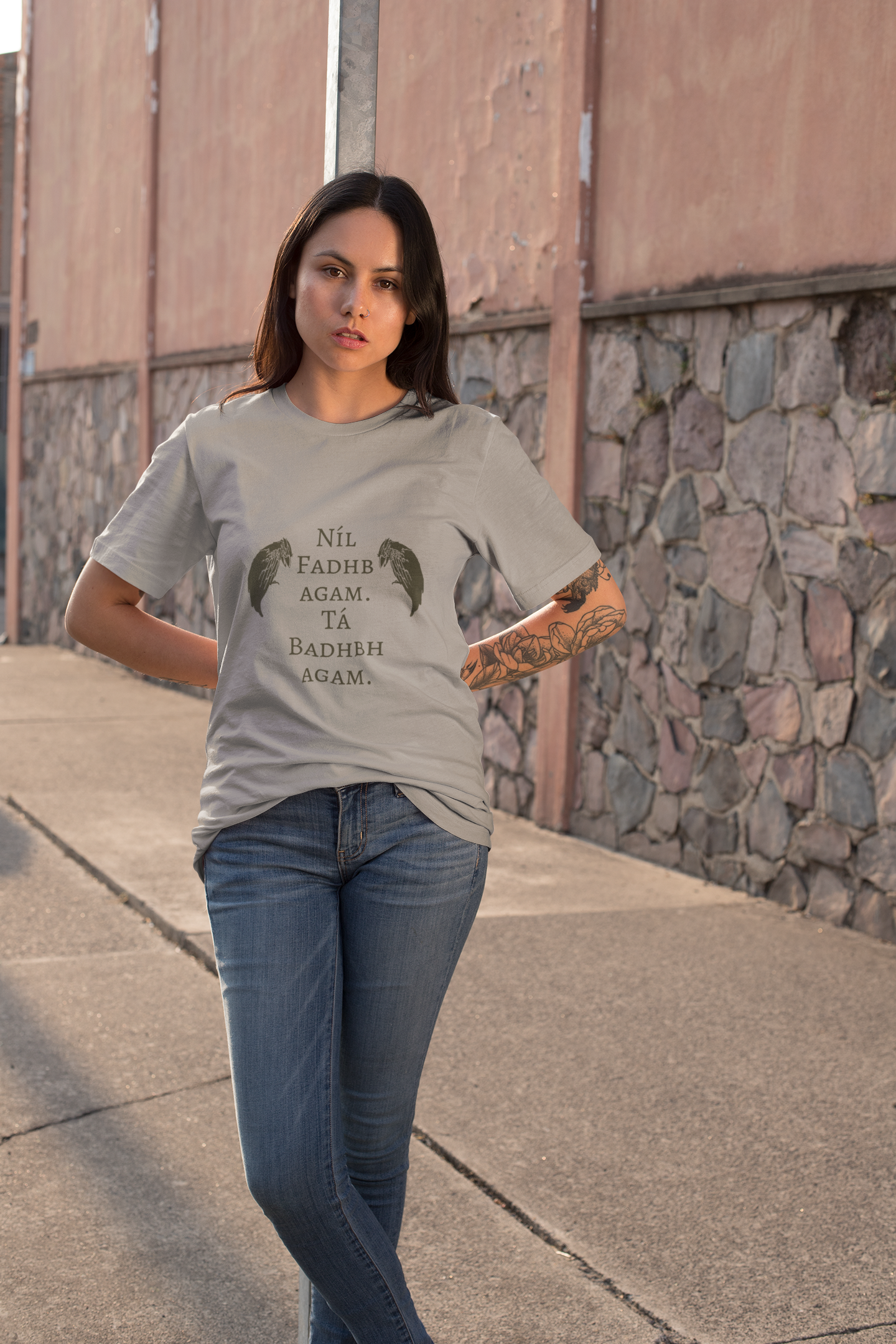 The Badb, or Badhbh - Ash, Silver & Cream - Unisex Short Sleeve Jersey T-Shirt - Eel & Otter