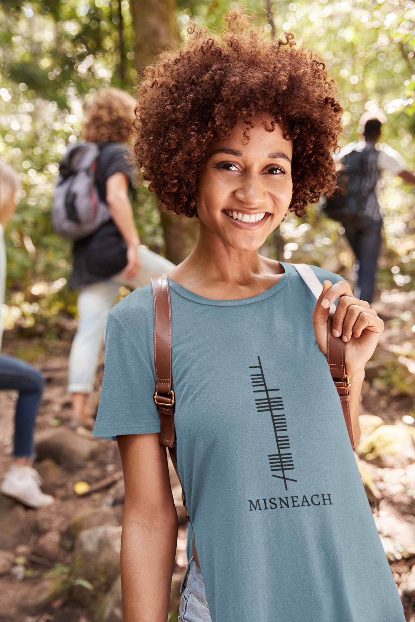 Ogham Series - Misneach - Courage - Short-Sleeve Unisex T-Shirt Siver, Pink, Steel Blue - Eel & Otter