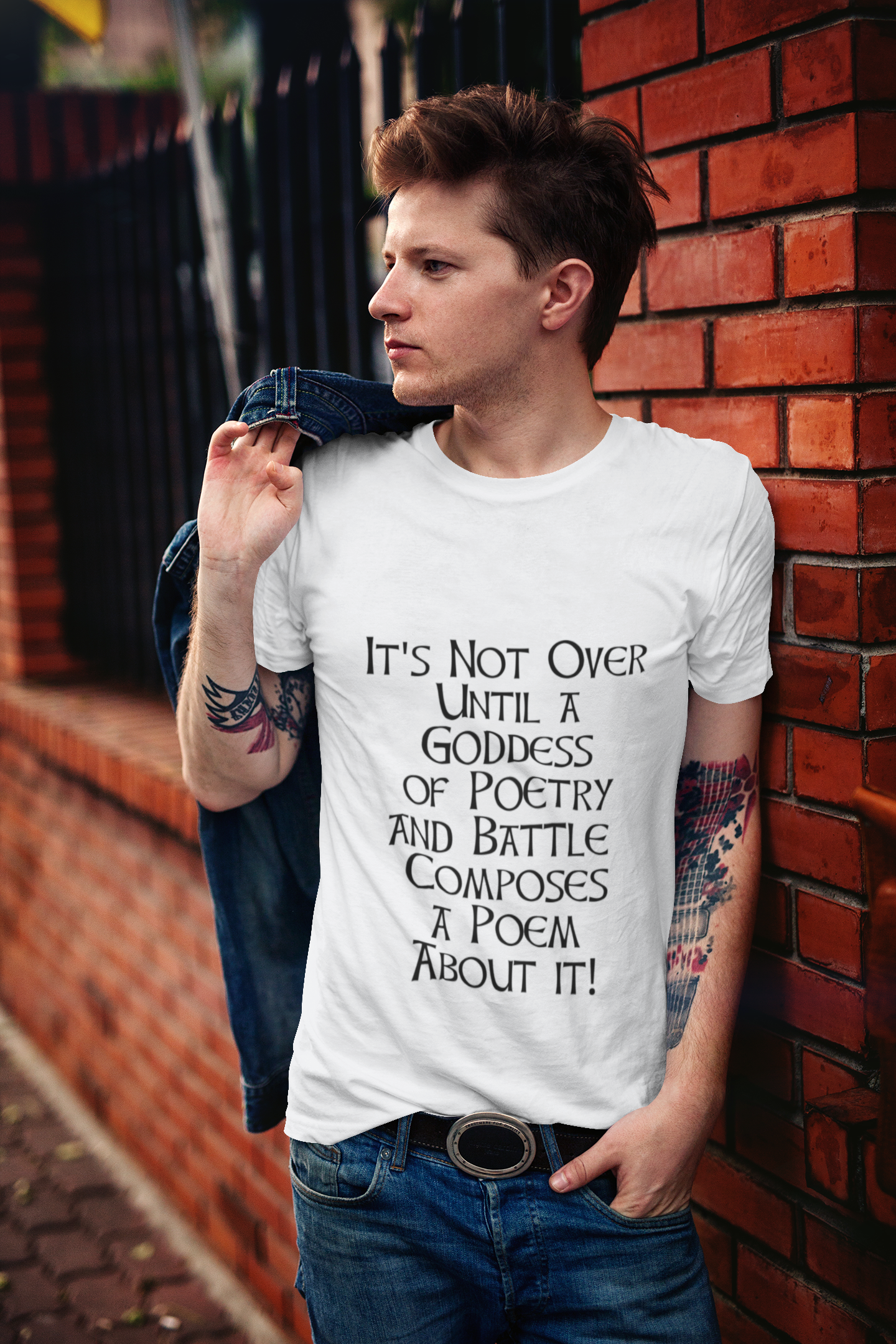 It's Not Over Until a Goddess ...  - Red, Ash, Leaf green - Short-Sleeve Unisex T-Shirt - Eel & Otter