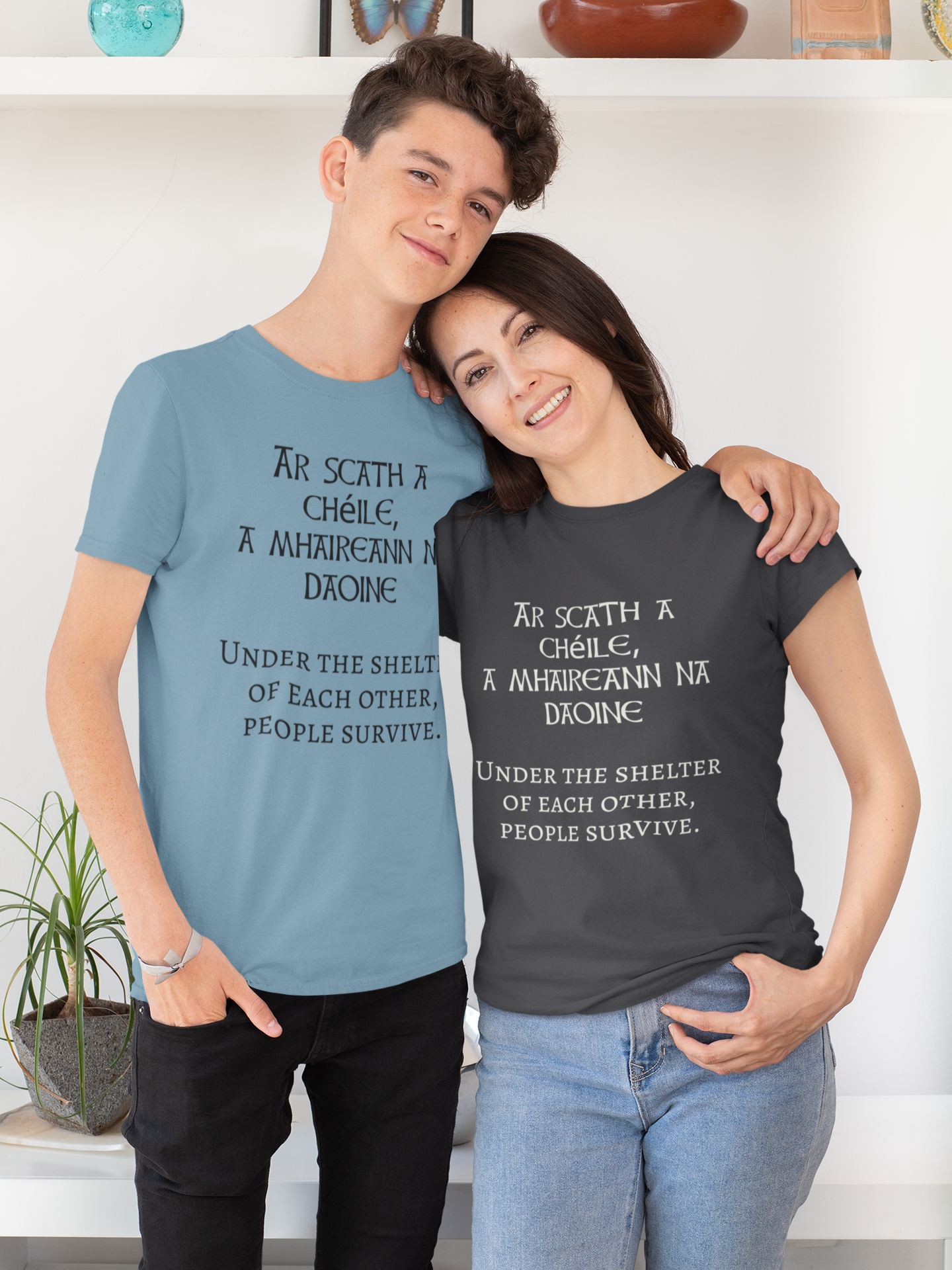 Under the Protection of Each Other, People Survive - Short-Sleeve Unisex T-Shirt - Black, Navy, Red - Eel & Otter