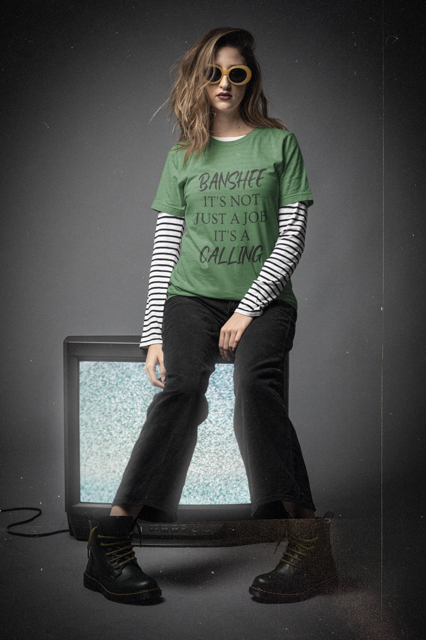 Banshee. It's not just a job. It's a Calling -Short-Sleeve Unisex T-Shirt - Ash, Leaf, Pink - Eel & Otter