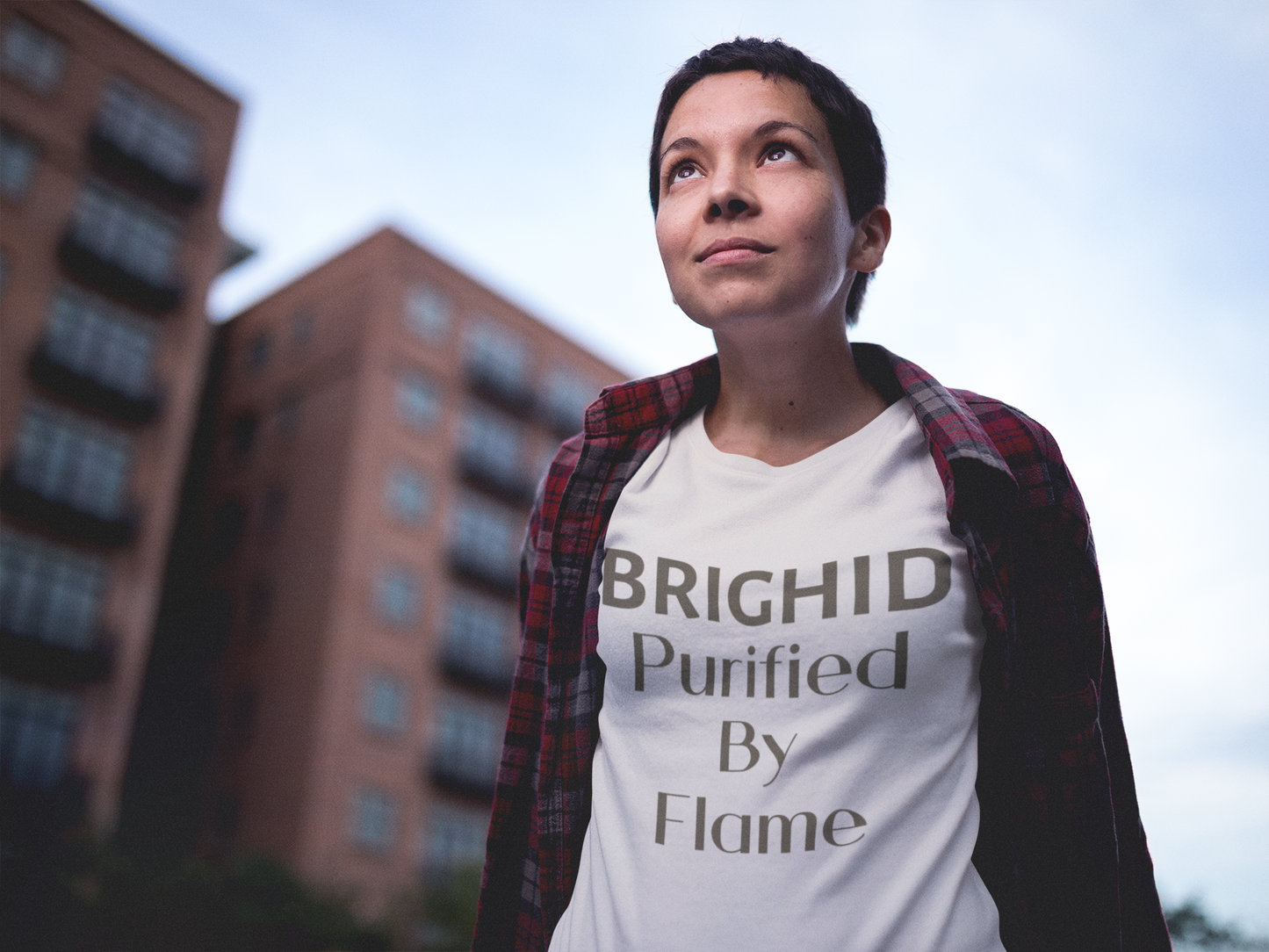 Brighid - Purified by Flame - Yellow, Soft Cream & Ash - Unisex Short Sleeve Jersey T-Shirt - Eel & Otter
