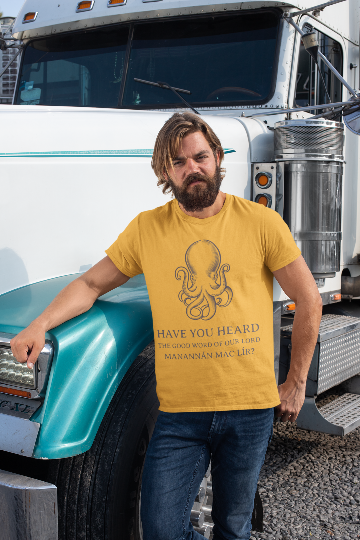 Manannán Missionary - White, Ash, Gold, - Short-Sleeve Unisex T-Shirt - Eel & Otter