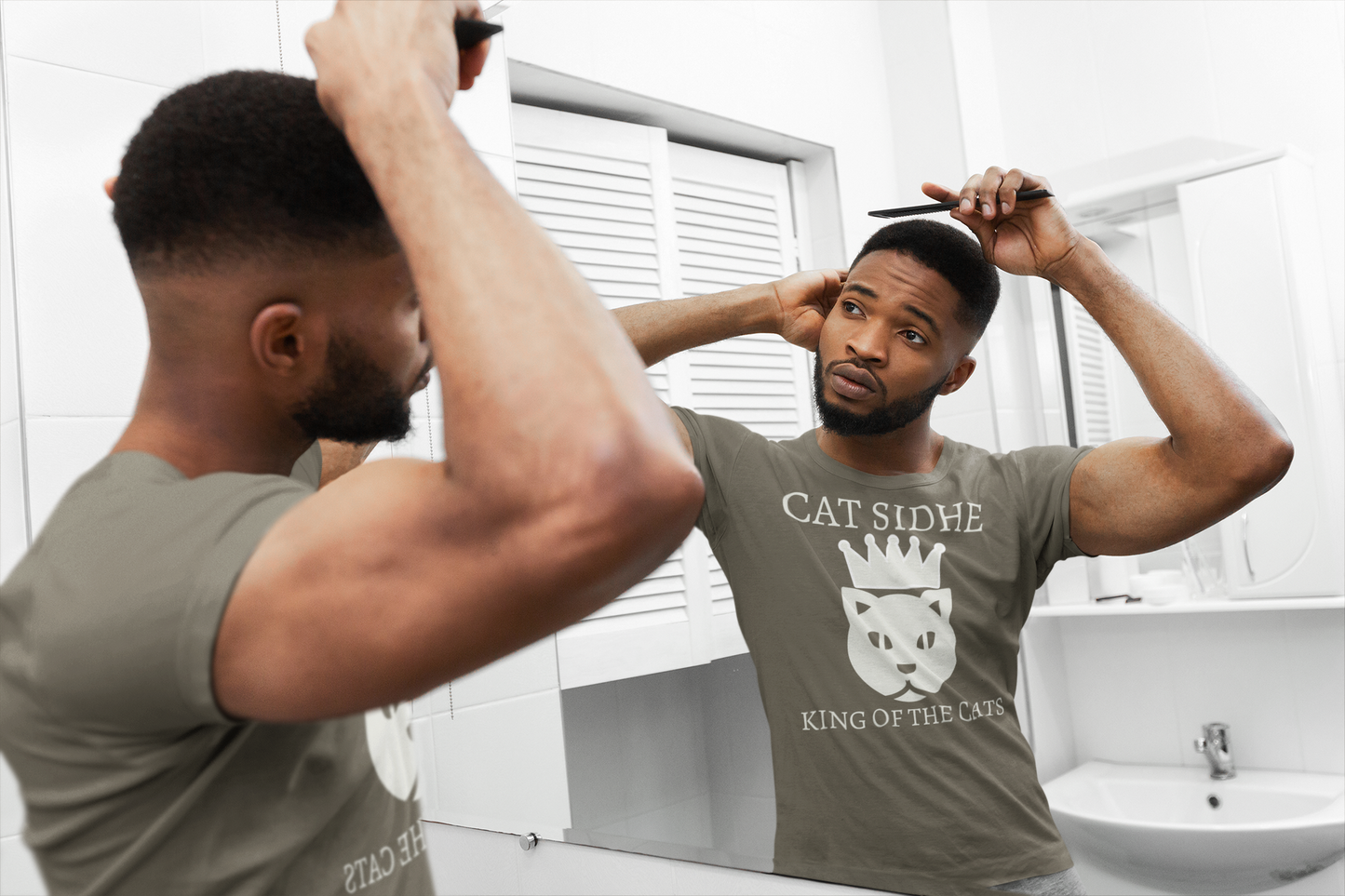 Cat Sidhe King of the Cats - Short-Sleeve Unisex T-Shirt - Black, Navy, Army - Eel & Otter
