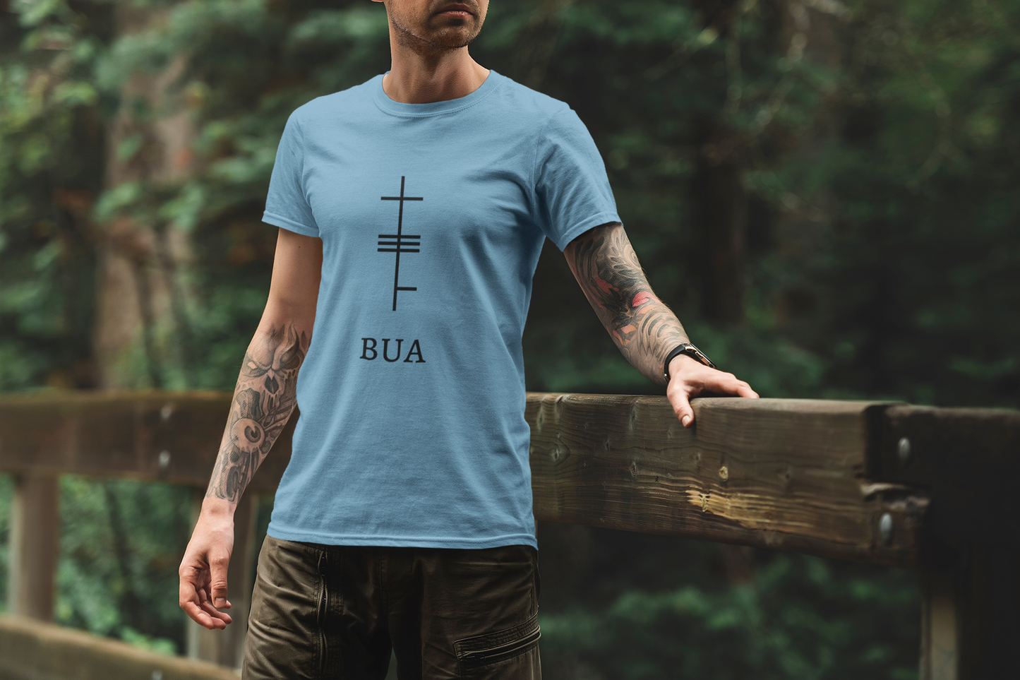 Ogham Series - Bua - Victory - Short-Sleeve Unisex T-Shirt, Ocean Blue, Lilac, Silver - Eel & Otter