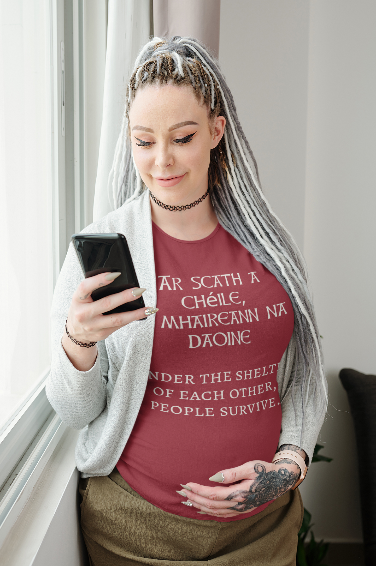 Under the Protection of Each Other, People Survive - Short-Sleeve Unisex T-Shirt - Black, Navy, Red - Eel & Otter