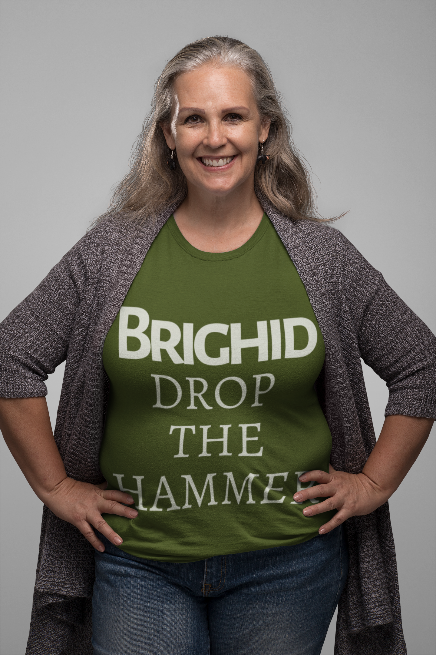 Brighid - Drop the Hammer - Red, Navy & Olive Green - Unisex Short Sleeve Jersey T-Shirt - Eel & Otter