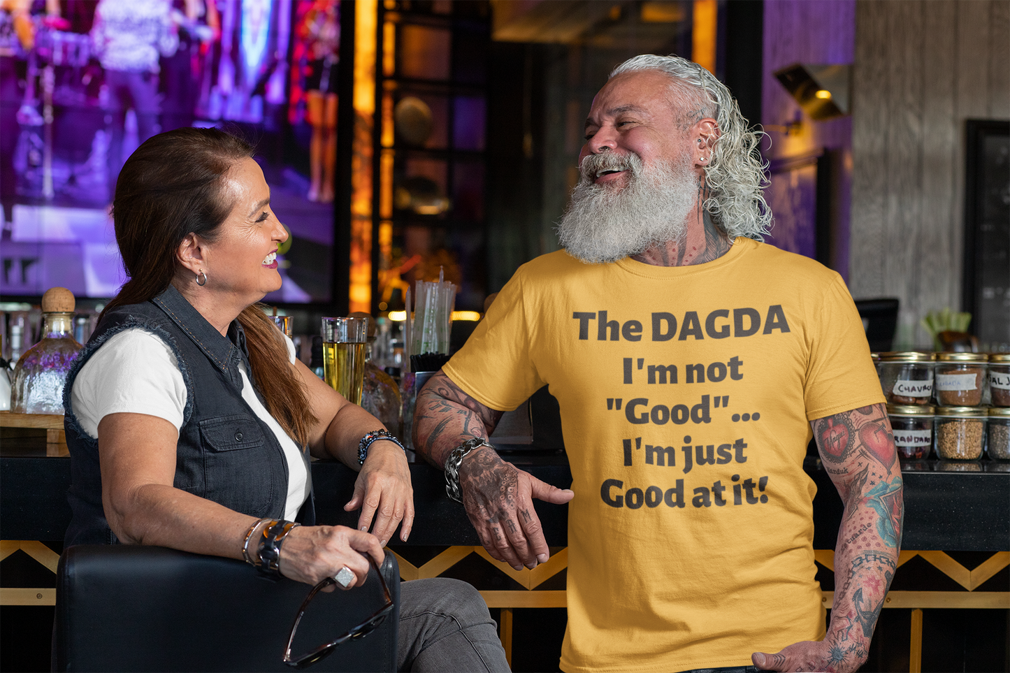 Dagda Good At It - White, Silver & Gold - Unisex Short Sleeve Jersey T-Shirt - Eel & Otter