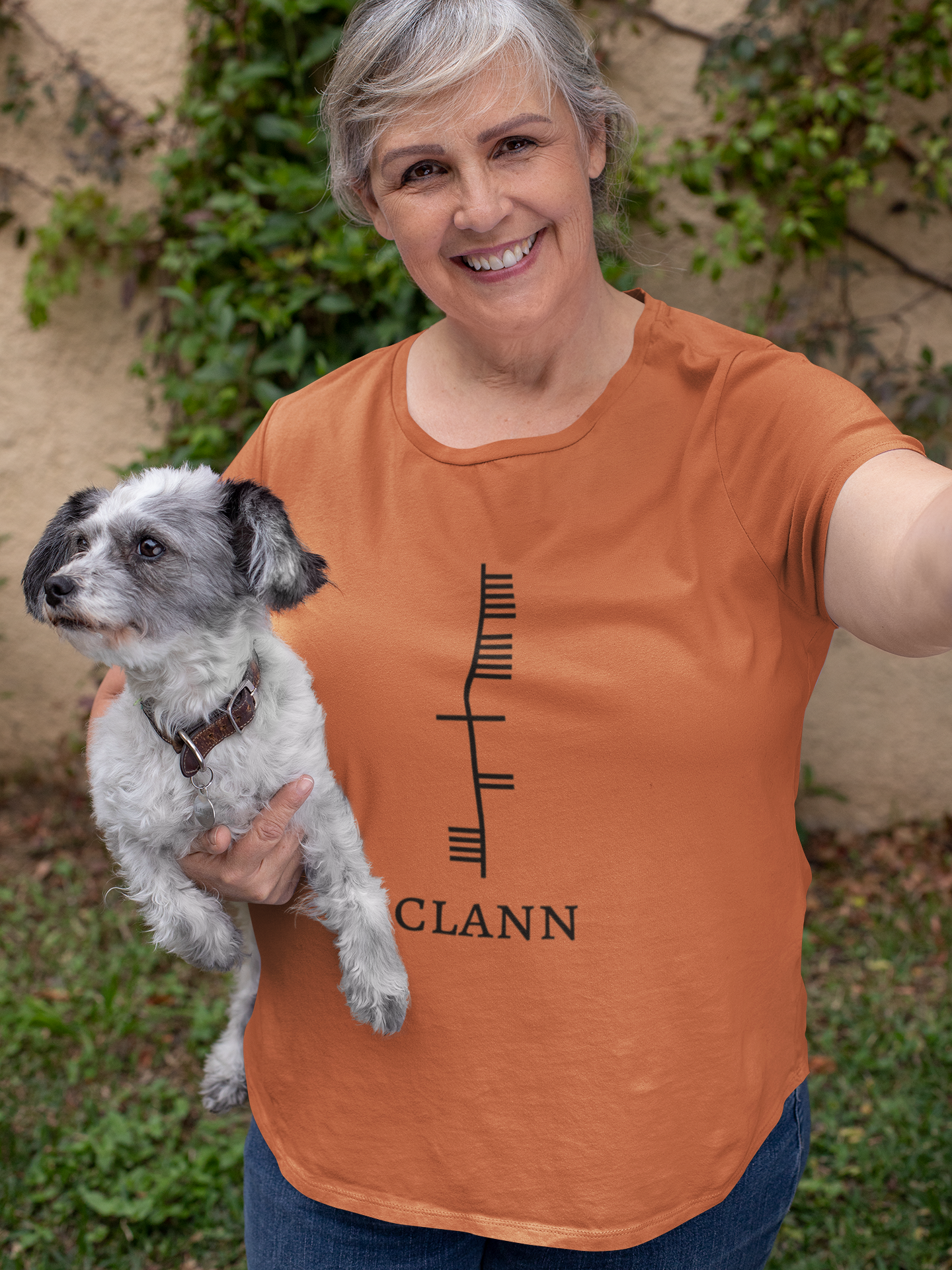 Ogham Series - Clann - Family - Short-Sleeve Unisex T-Shirt Burnt Orange, Lilac, Light Blue - Eel & Otter