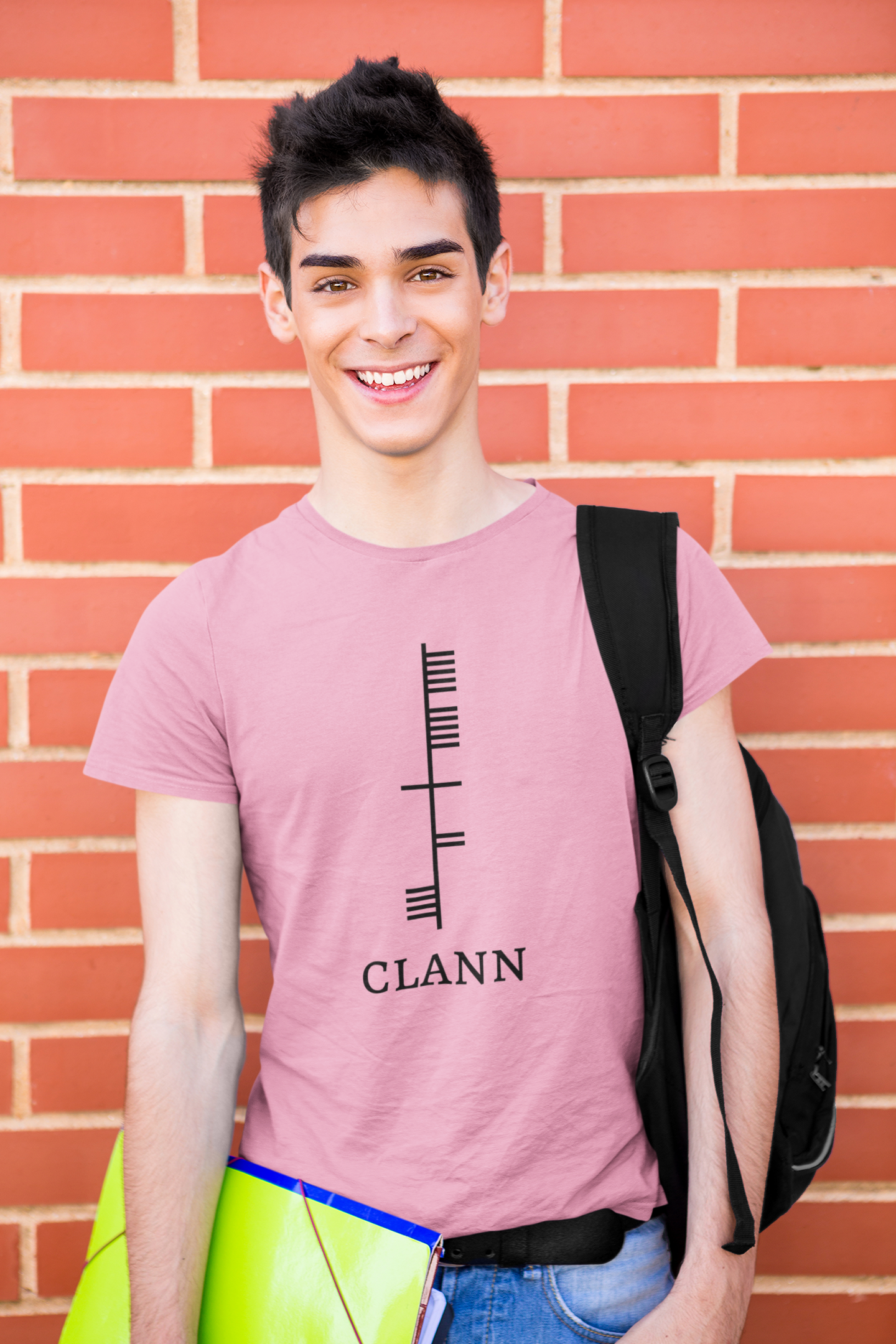 Ogham Series - Clann - Family - Short-Sleeve Unisex T-Shirt Burnt Orange, Lilac, Light Blue - Eel & Otter