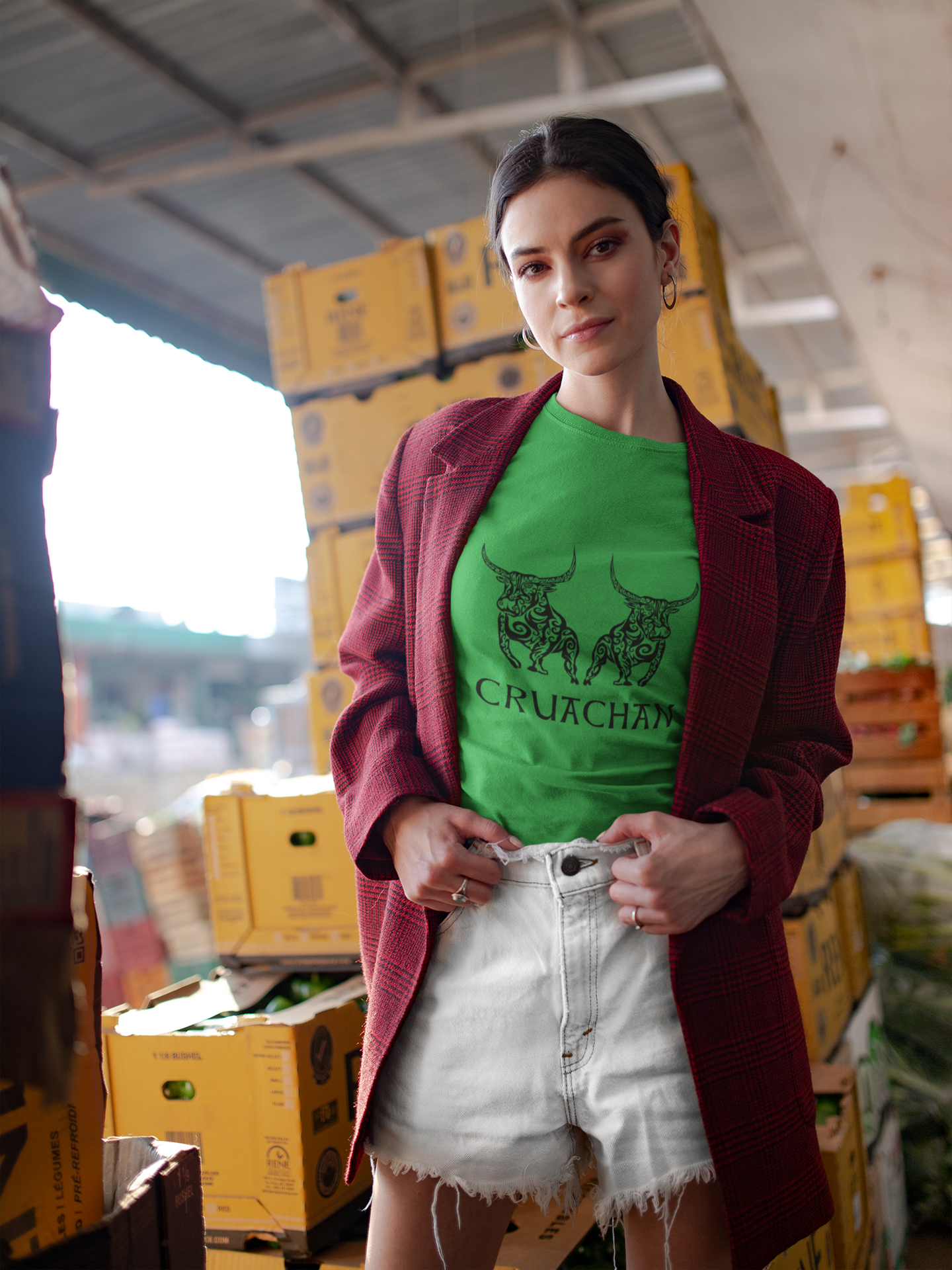 Bulls of Cruachan - Aqua, Gold & Leaf Green - Unisex Short Sleeve Jersey T-Shirt - Eel & Otter