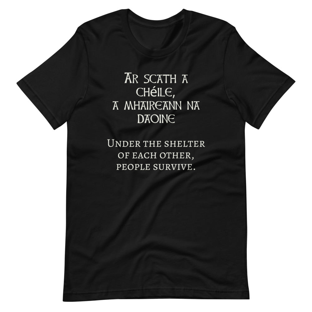 Under the Protection of Each Other, People Survive - Short-Sleeve Unisex T-Shirt - Black, Navy, Red - Eel & Otter