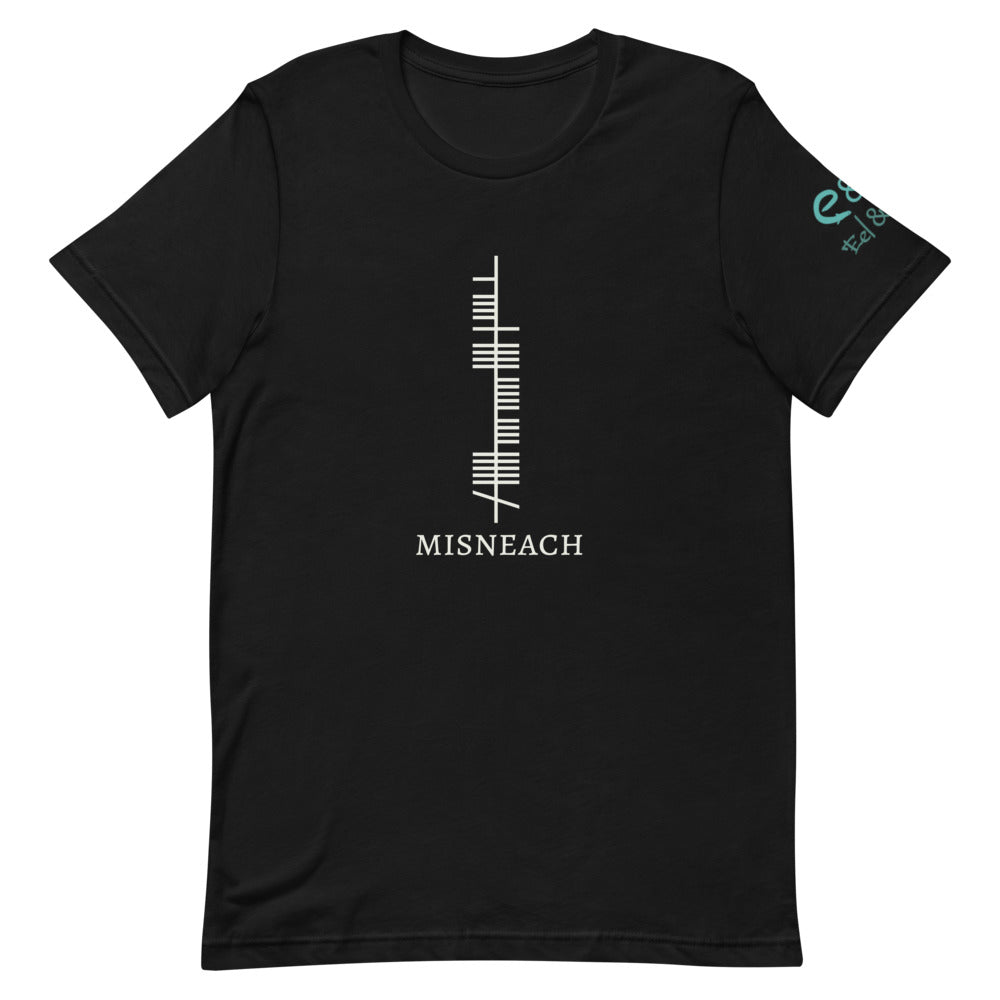 Ogham Series - Misneach - Courage - Short-Sleeve Unisex T-Shirt Black, Oxblook, Forest. - Eel & Otter