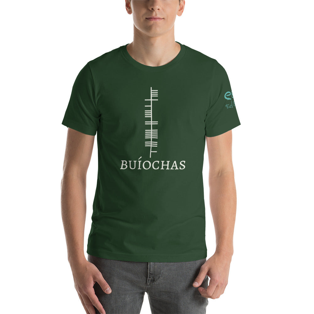 Ogham Series - Buíochas - Gratitude - Short-Sleeve Unisex T-Shirt, Black, Oxblood, Forest - Eel & Otter