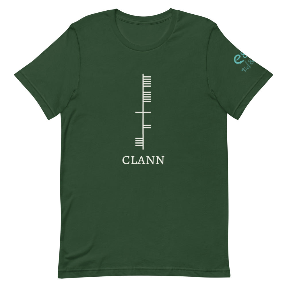 Ogham Series - Clann - Family - Short-Sleeve Unisex T-Shirt Ox blood, Navy, Forest - Eel & Otter