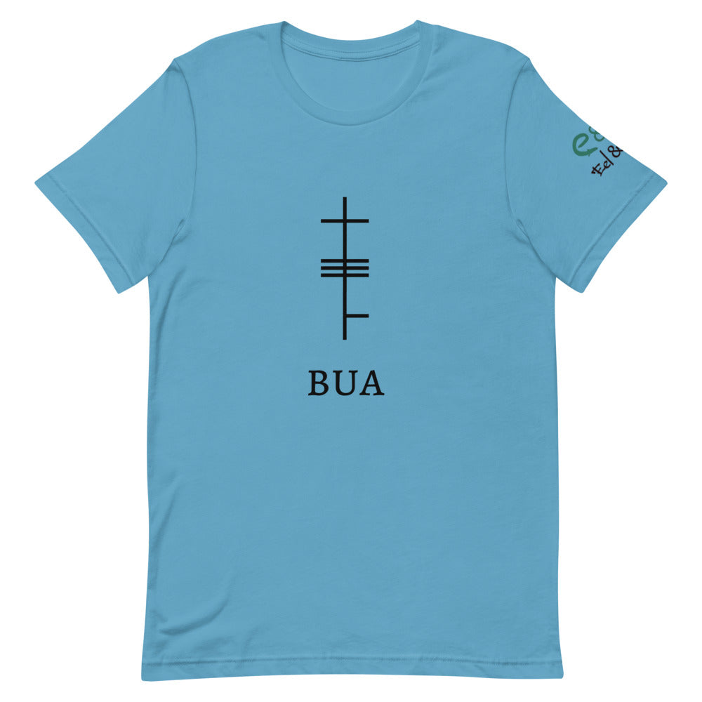 Ogham Series - Bua - Victory - Short-Sleeve Unisex T-Shirt, Ocean Blue, Lilac, Silver - Eel & Otter