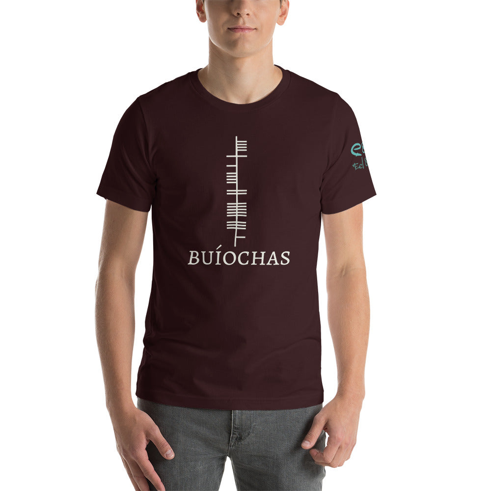 Ogham Series - Buíochas - Gratitude - Short-Sleeve Unisex T-Shirt, Black, Oxblood, Forest - Eel & Otter
