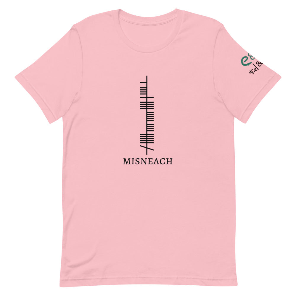 Ogham Series - Misneach - Courage - Short-Sleeve Unisex T-Shirt Siver, Pink, Steel Blue - Eel & Otter
