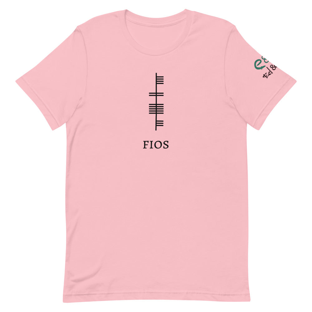 Ogham Series - Fios - Knowledge / Wisdom - Short-Sleeve Unisex T-Shirt, Pink, Light blue, Soft Cream - Eel & Otter