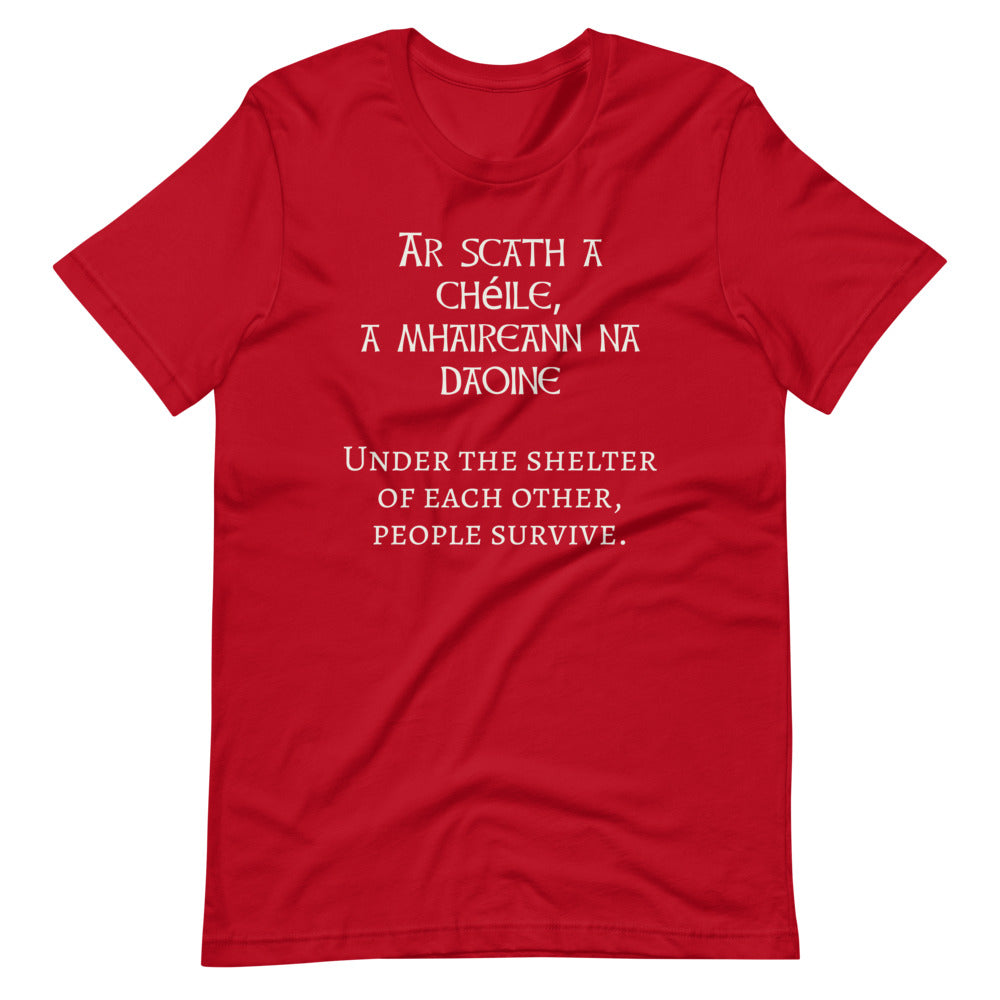 Under the Protection of Each Other, People Survive - Short-Sleeve Unisex T-Shirt - Black, Navy, Red - Eel & Otter