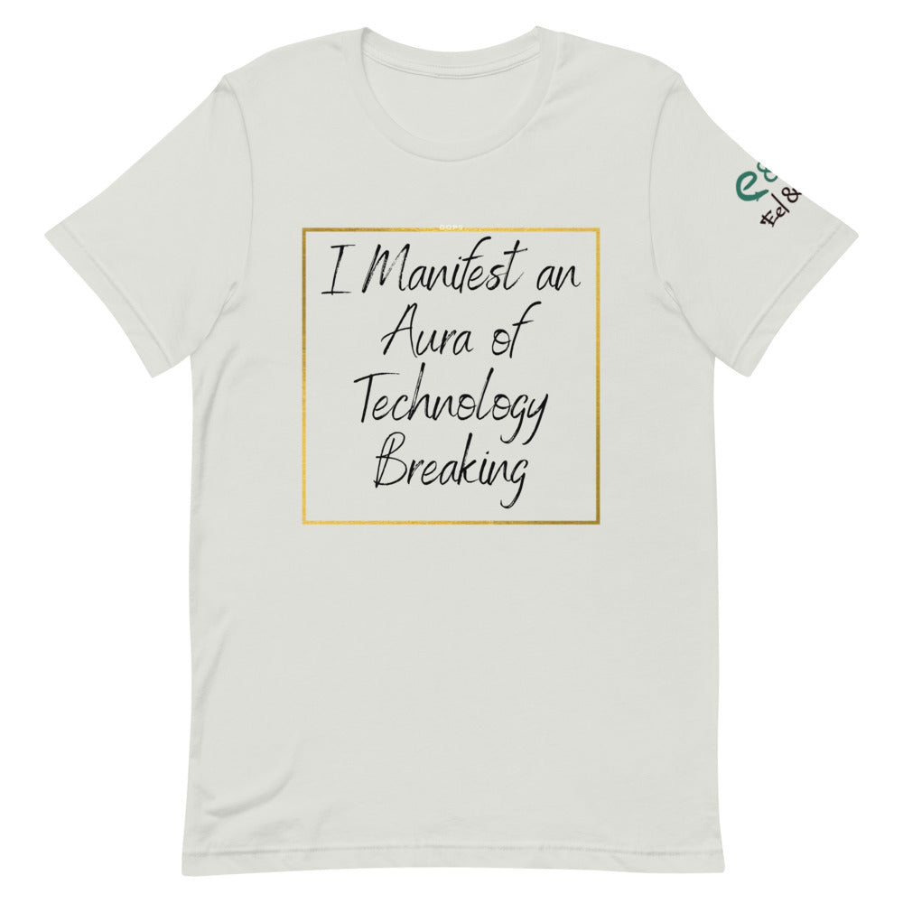 Aura of Technology Breaking - Short-Sleeve Unisex T-Shirt- Steel Blue, Soft Cream, Silver - Eel & Otter