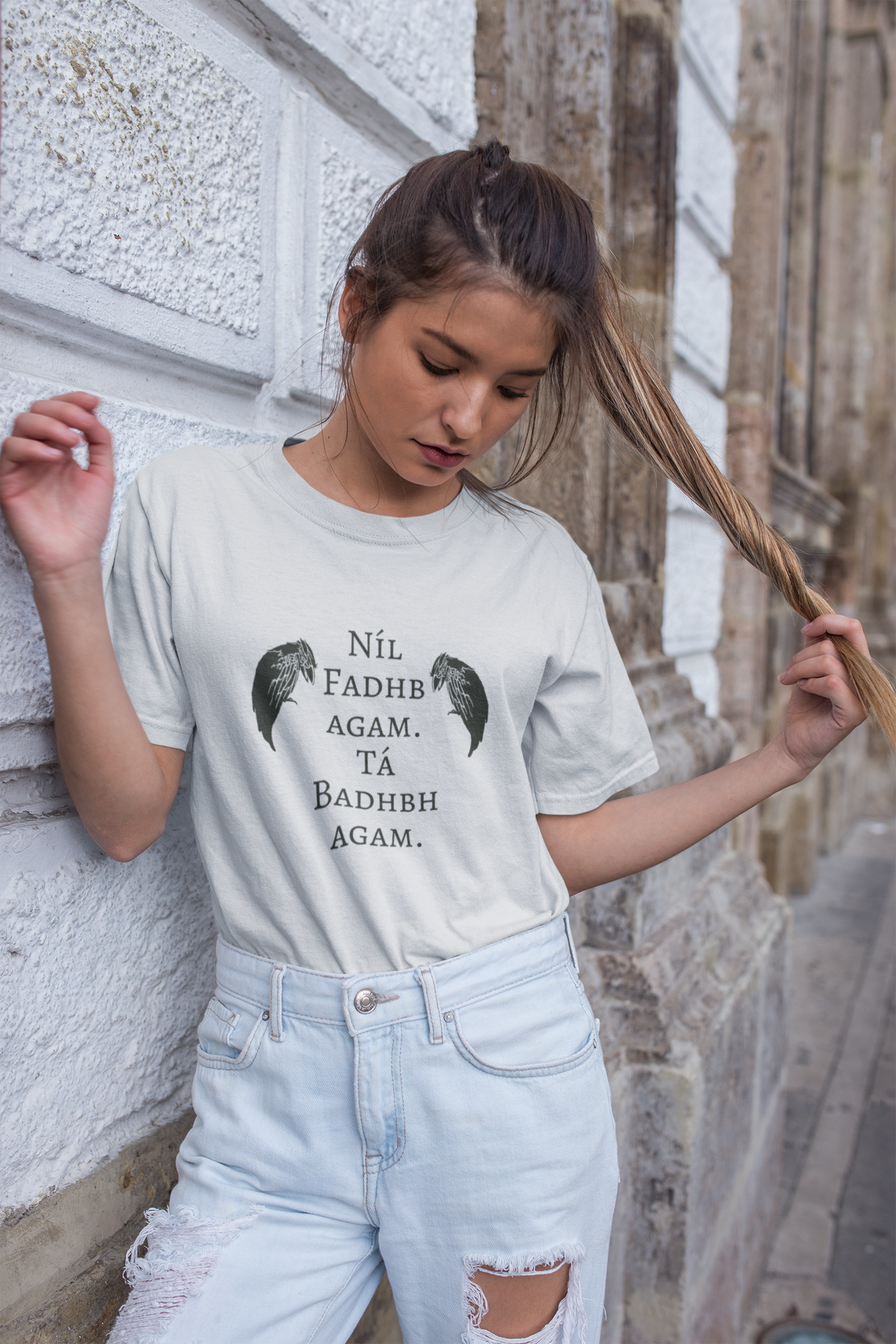 The Badb, or Badhbh - Ash, Silver & Cream - Unisex Short Sleeve Jersey T-Shirt - Eel & Otter