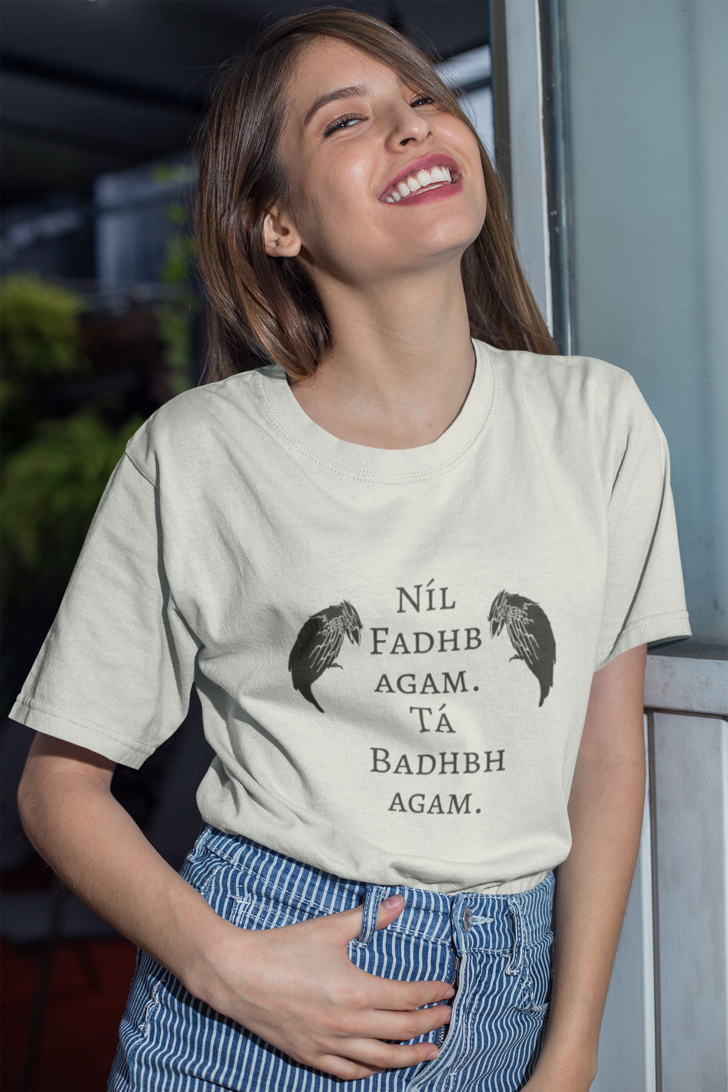 The Badb, or Badhbh - Ash, Silver & Cream - Unisex Short Sleeve Jersey T-Shirt - Eel & Otter