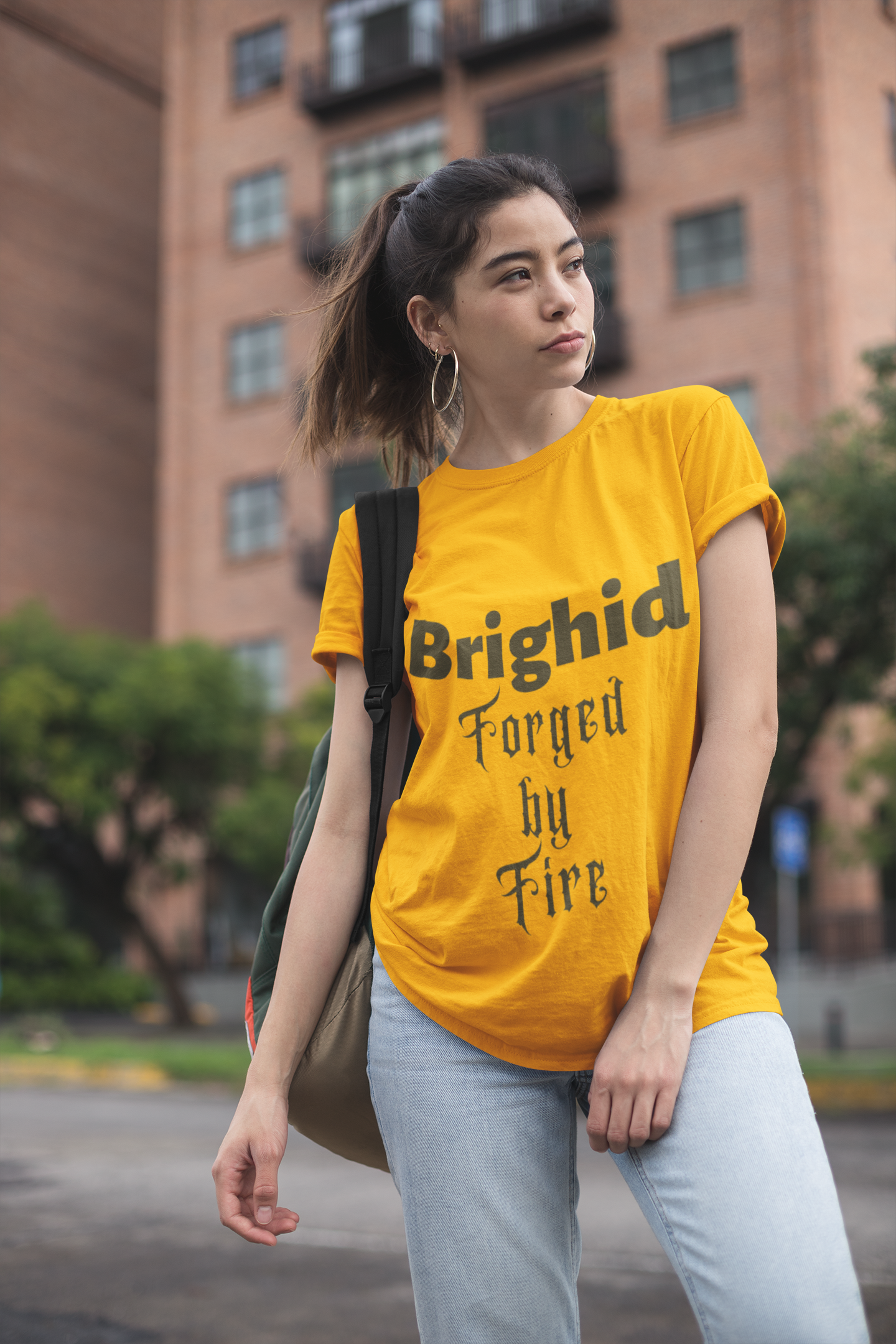 Brighid - Forged by Fire - Cream, Gold & Silver - Unisex Short Sleeve Jersey T-Shirt - Eel & Otter