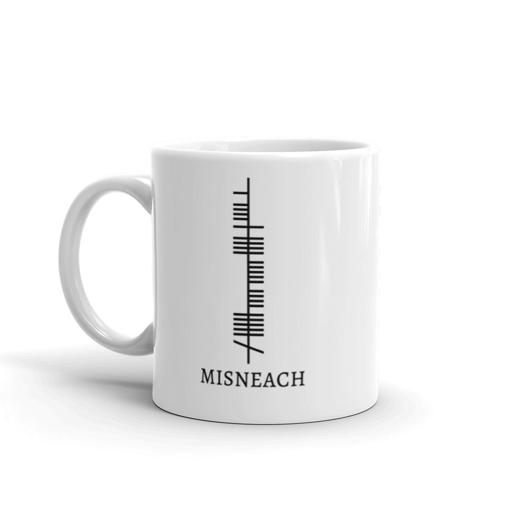 Ogham Series - Misneach - Courage - White glossy mug - Eel & Otter