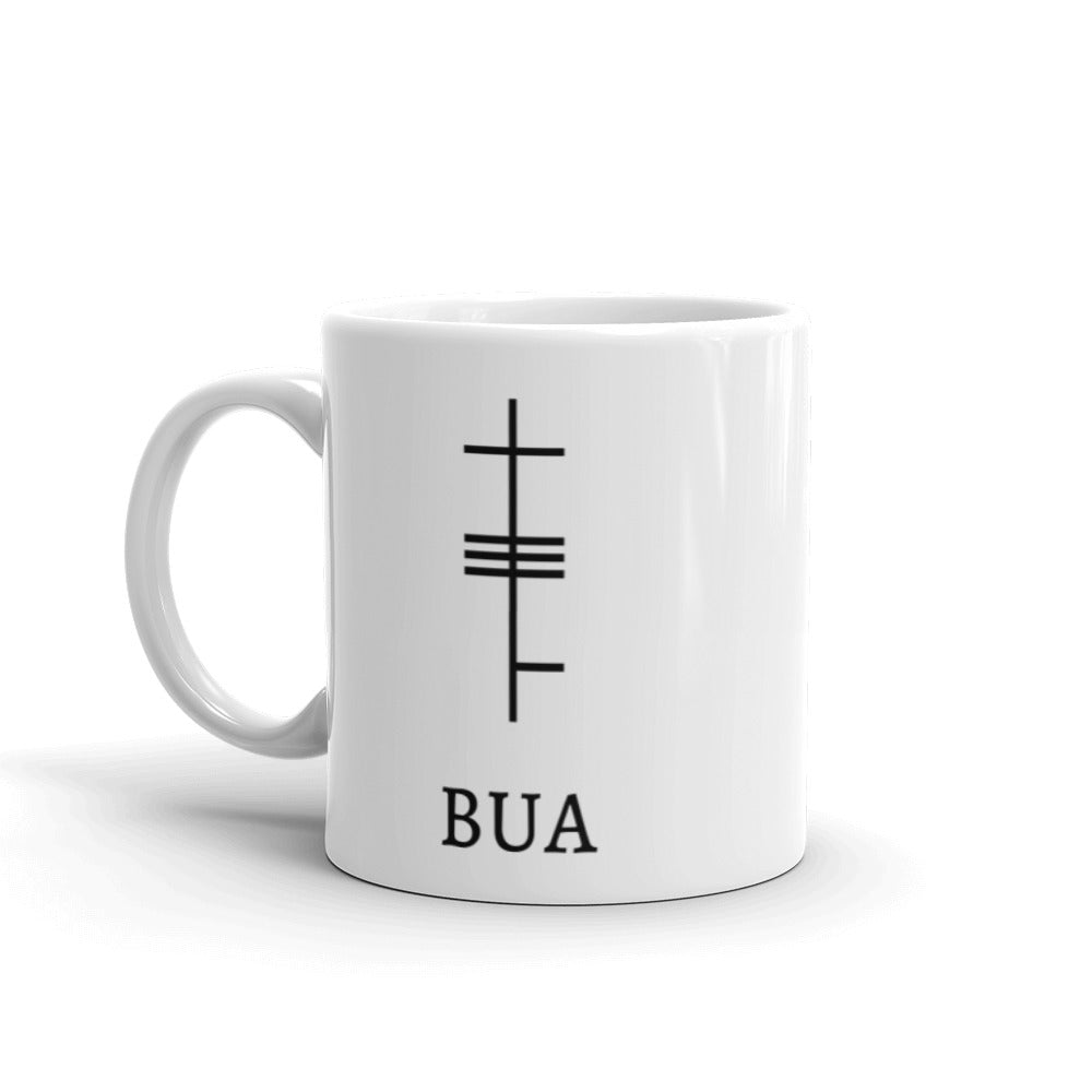 Ogham Series - Bua - Victory - White glossy mug - Eel & Otter