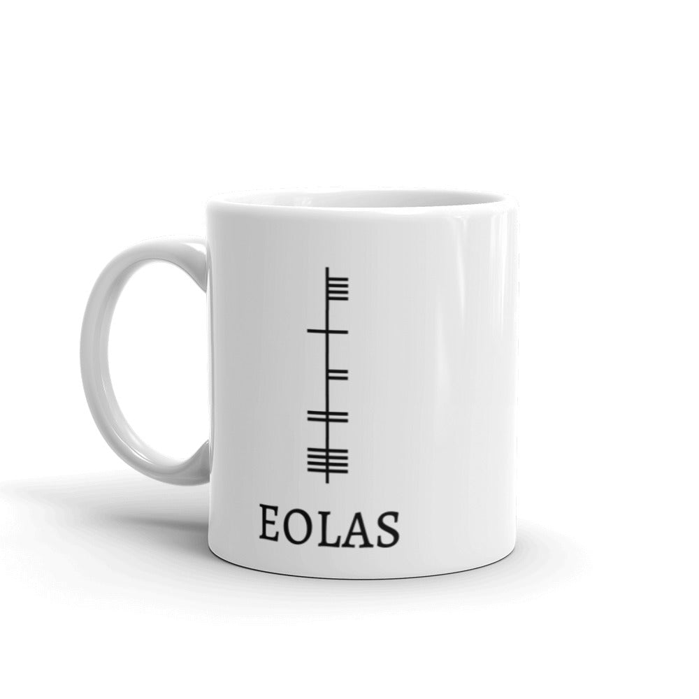 Ogham Series - Eloas - Knowledge - White glossy mug - Eel & Otter