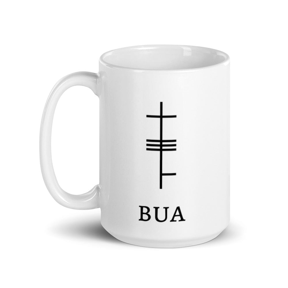 Ogham Series - Bua - Victory - White glossy mug - Eel & Otter