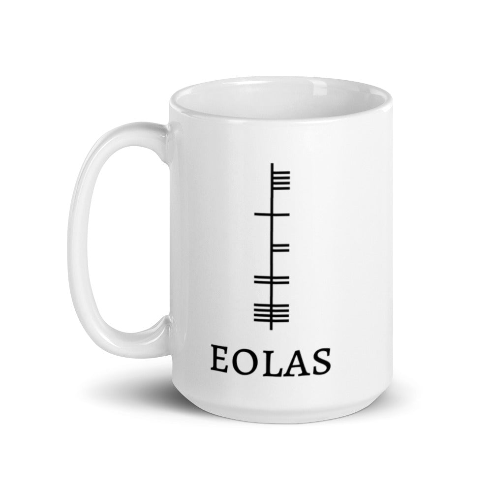 Ogham Series - Eloas - Knowledge - White glossy mug - Eel & Otter