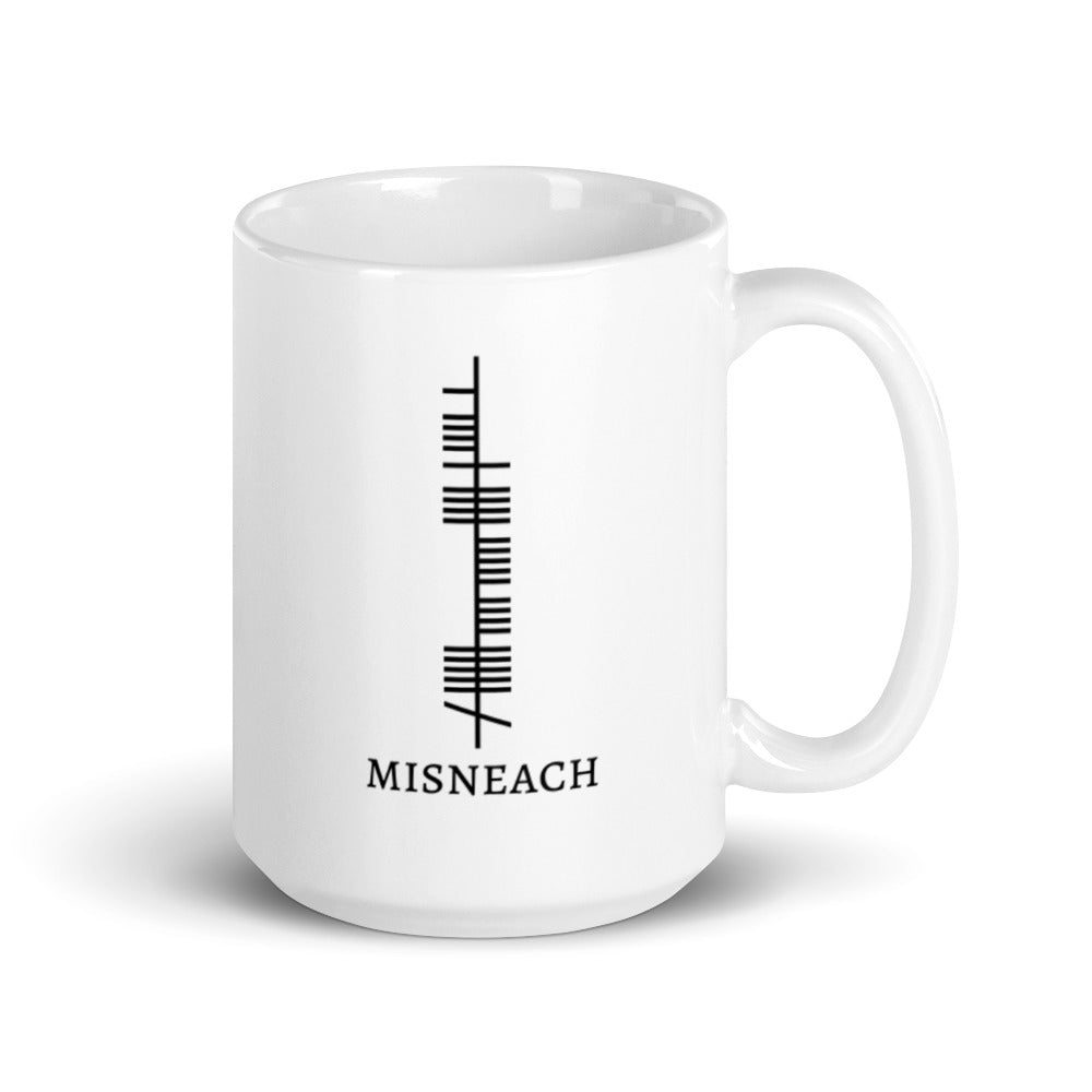 Ogham Series - Misneach - Courage - White glossy mug - Eel & Otter