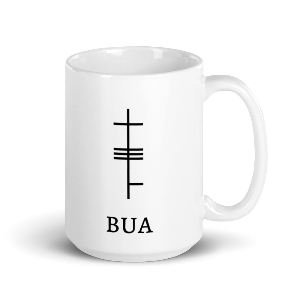 Ogham Series - Bua - Victory - White glossy mug - Eel & Otter