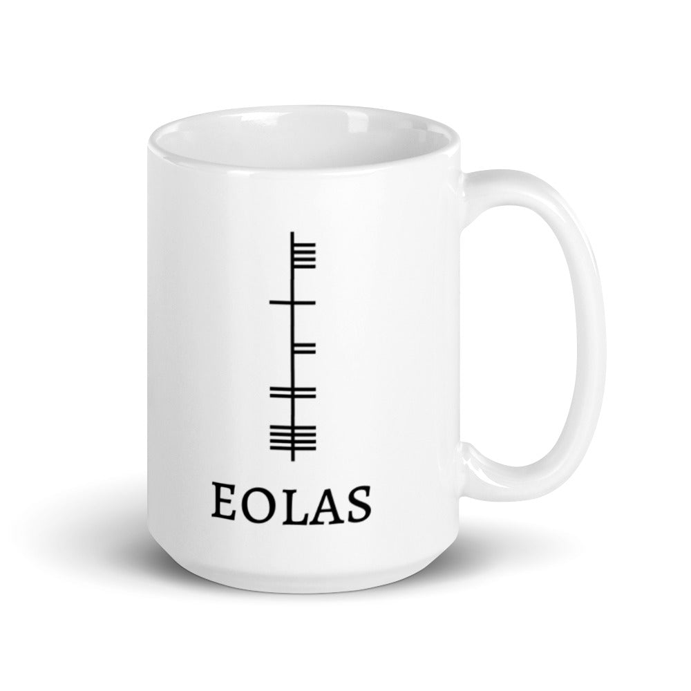 Ogham Series - Eloas - Knowledge - White glossy mug - Eel & Otter