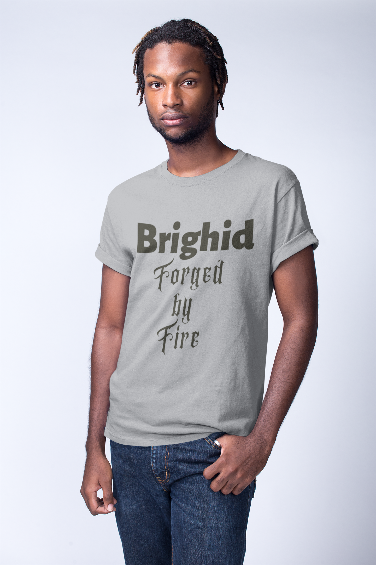 Brighid - Forged by Fire - Cream, Gold & Silver - Unisex Short Sleeve Jersey T-Shirt - Eel & Otter