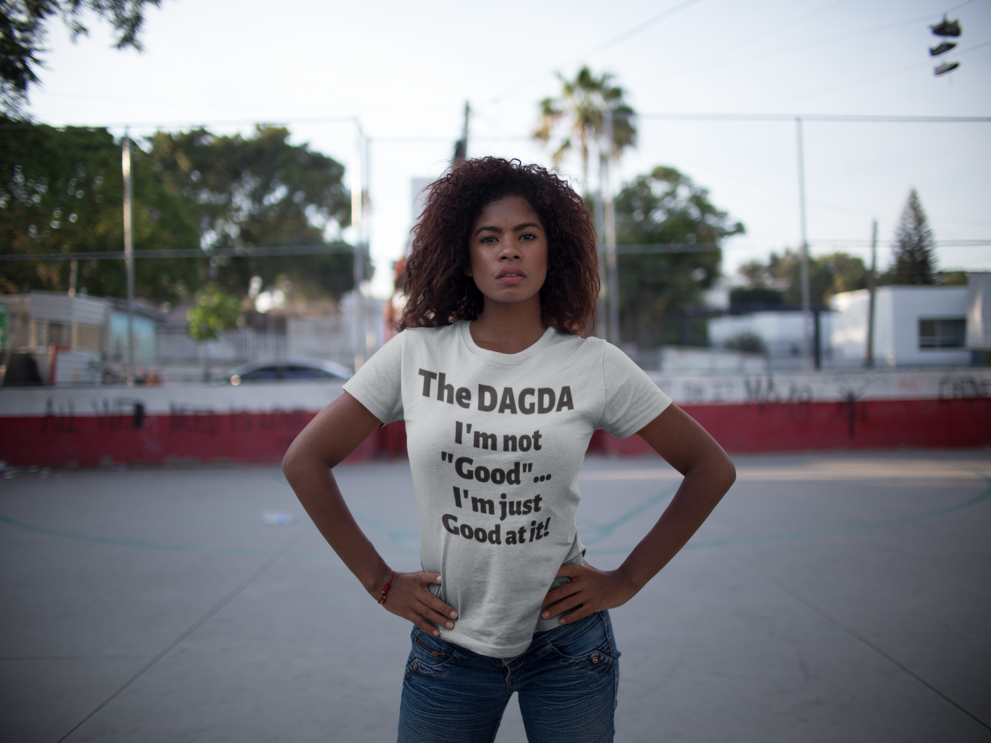 Dagda Good At It - White, Silver & Gold - Unisex Short Sleeve Jersey T-Shirt - Eel & Otter