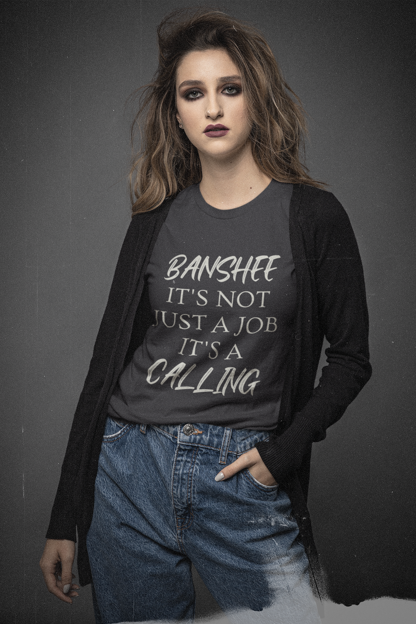 Banshee. It's not just a job. It's a Calling. - Short-Sleeve Unisex T-Shirt, Black, Oxblood Balck, Red - Eel & Otter